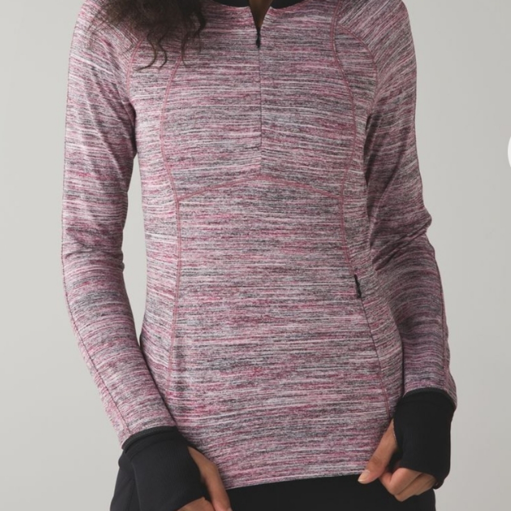 Lululemon Runderful 1/2 Zip in Space Dye Camo Berry Rumble Multi/Black